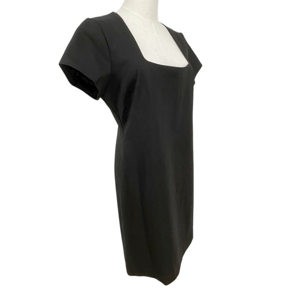 Boston Proper Black Square Neck Short Sleeve Sheath Dress Size 14 - Picture 2 of 8